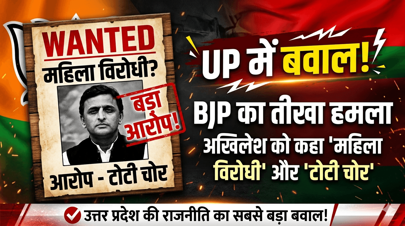 UP Politics: यूपी की राजनीति में बड़ा बवाल! BJP का अखिलेश यादव पर ‘WANTED’ पोस्टर के जरिए तीखा हमला